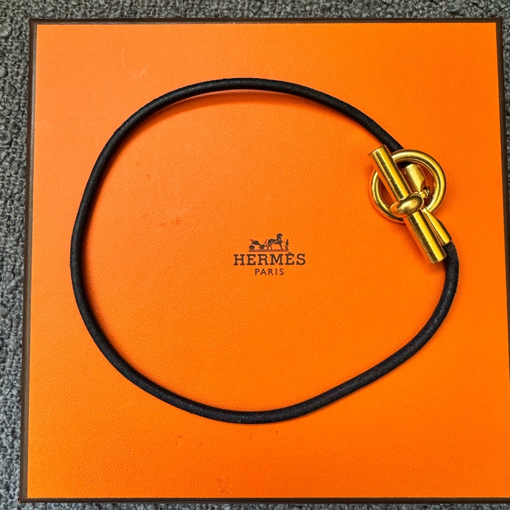 Hermes Paris Vintage Black Smooth Leather Double Wrap Glenan Bracelet - Picture 3 of 6